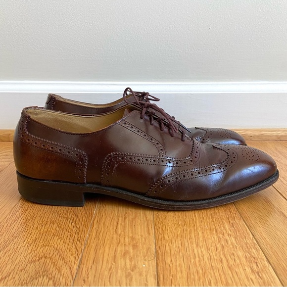Nettleton Wingtip Dress Shoes Mens 8 Brown Leather Oxfords Formal Preppy Career main image 5